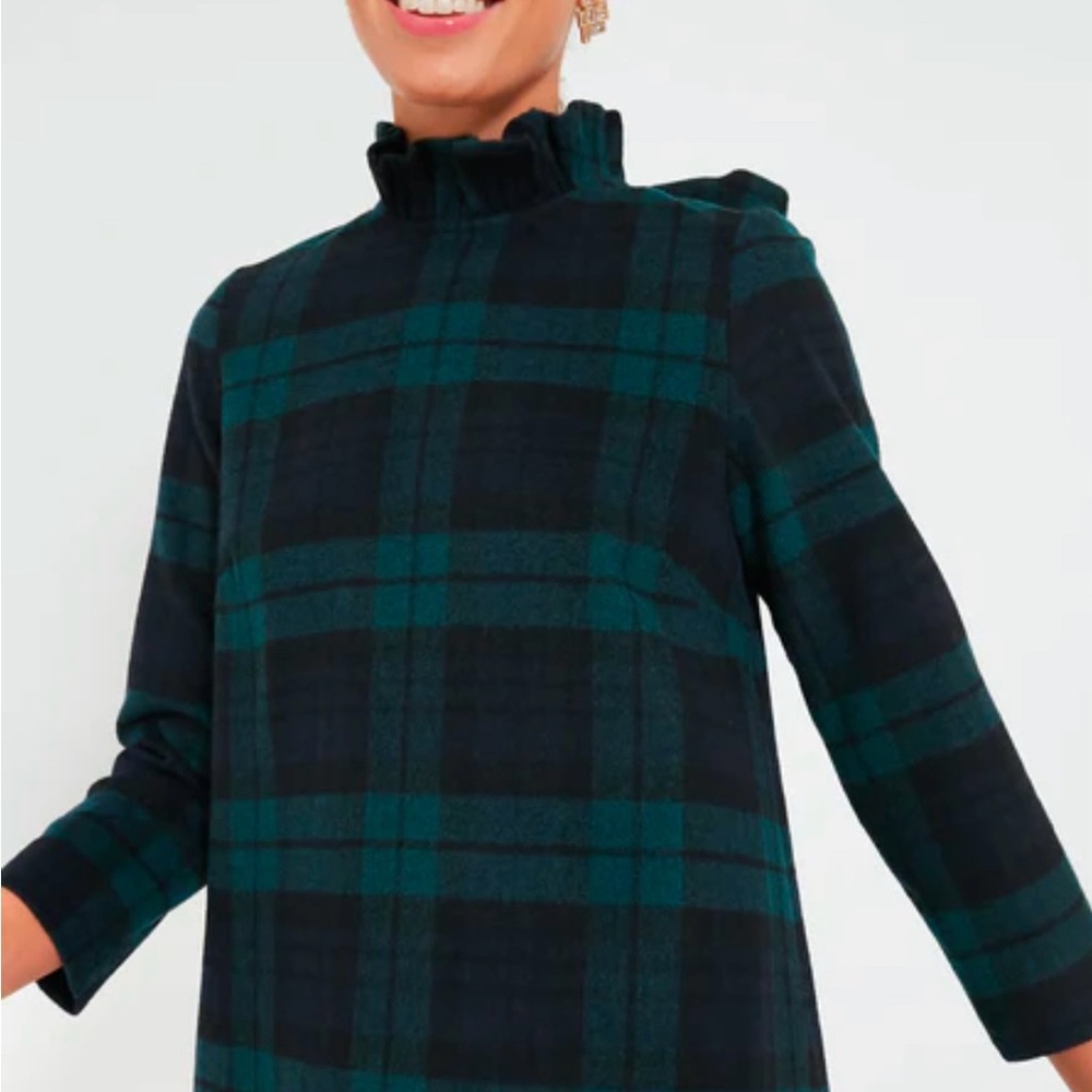 Tuckernuck Plaid Ruffle Neck Top